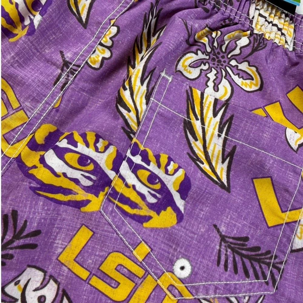 Wes and Willy Swim Trunks Mens XL Purple LSU Tigers Vintage Volley NWT